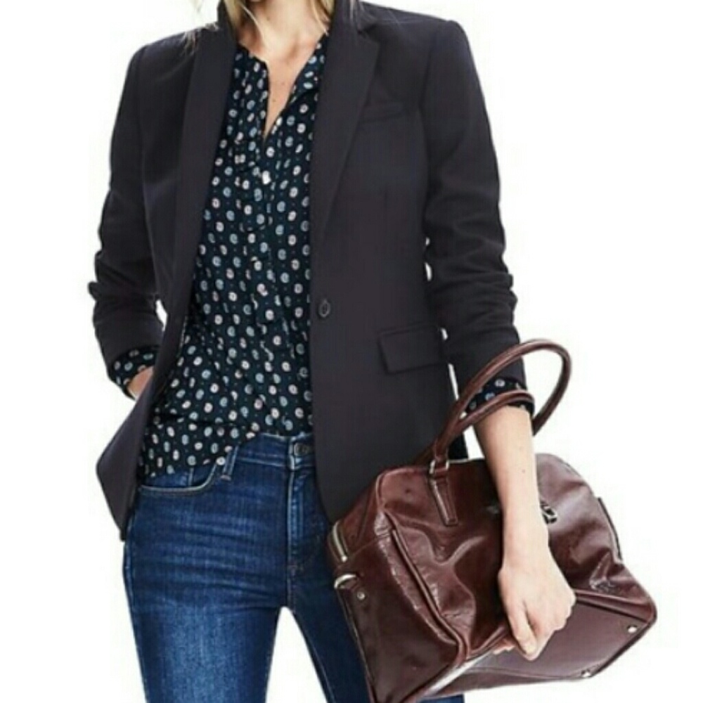 Banana Republic Navy Blazer, wool, Long Sleeve